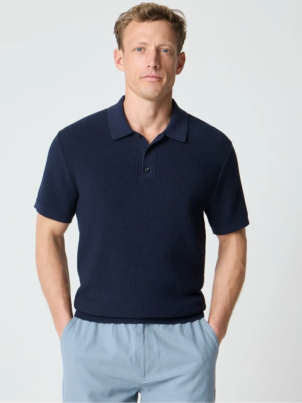 J. CREW Textured cotton sweater-polo in Navy Size S NWD $120 CT457